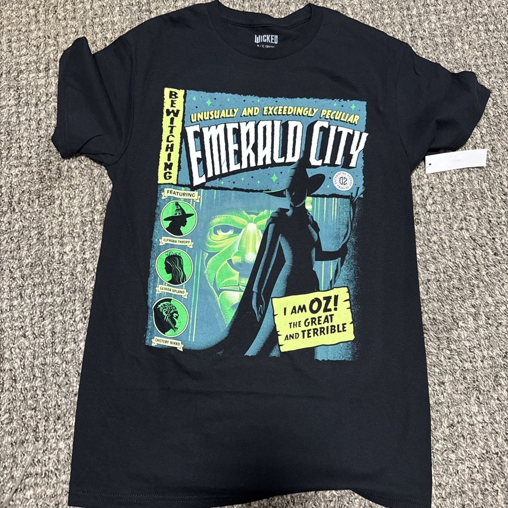 NEW Wicked Emerald City Black T-Shirt Size Small- Short Sleeve Tales From OZ